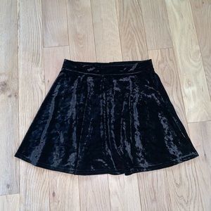 Black Crushed Velvet Flare Skirt